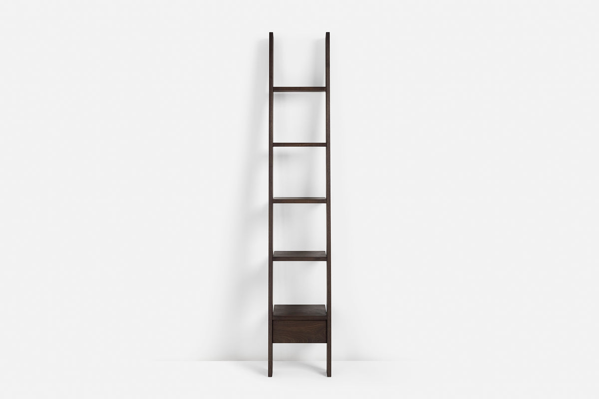 Ballucci 3-Tier Storage Ladder Shelf Bookcase, Wood Leaning Ladder Bookshelf, Black