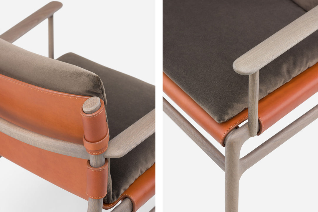 OXIDISED OAK & DARK TAN LEATHER & BALBOA 29 FABRIC