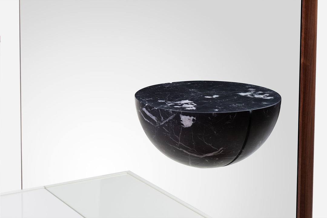 DANISH OILED WALNUT & WHITE GLOSS LACQUER & BLACK MARQUINA MARBLE