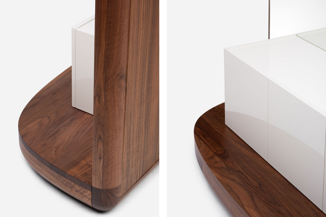 DANISH OILED WALNUT & WHITE GLOSS LACQUER & BLACK MARQUINA MARBLE