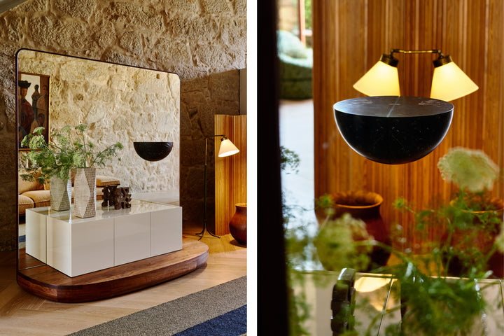 DANISH OILED WALNUT & WHITE GLOSS LACQUER & BLACK MARQUINA MARBLE