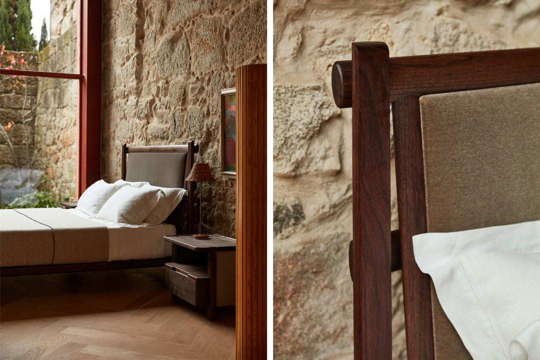 TWENTY-FIVE UPHOLSTERED BED