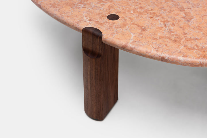 ROSA NEGRAIS MARBLE & DANISH OILED WALNUT (MODEL: SIM, H 40 CM)