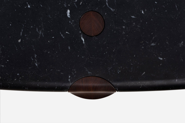 BLACK MARQUINA MARBLE & DANISH OILED WALNUT (MODEL: LFM, H 35 CM)