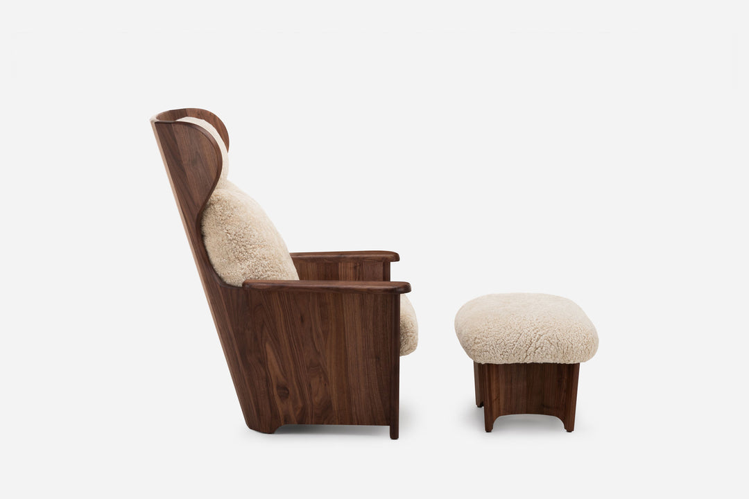 DANISH OILED WALNUT & MOHAWI SHEEPSKIN (+ TWENTY-FIVE BERGERE CHAIR)
