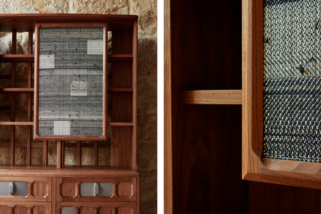 DANISH OILED WALNUT & GREY CERAMIC & CATARINA RICCABONA PANELS (MODEL: LFN)