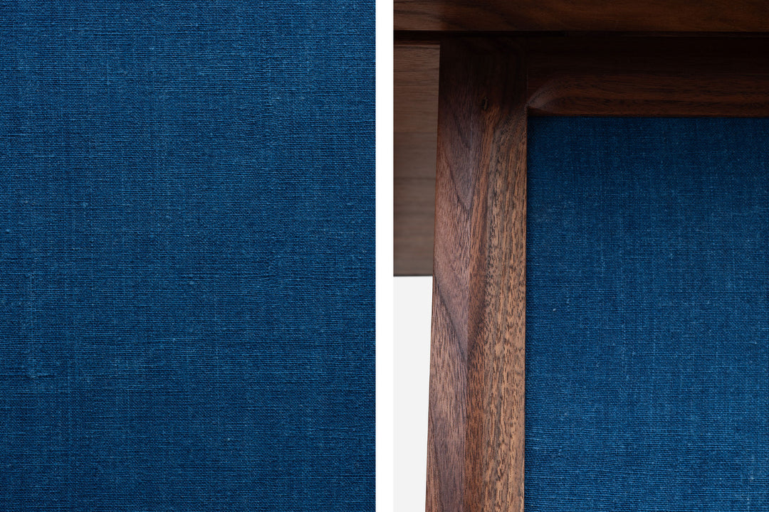 DANISH OILED WALNUT & INDIGO FLORES LINEN TEXTILE