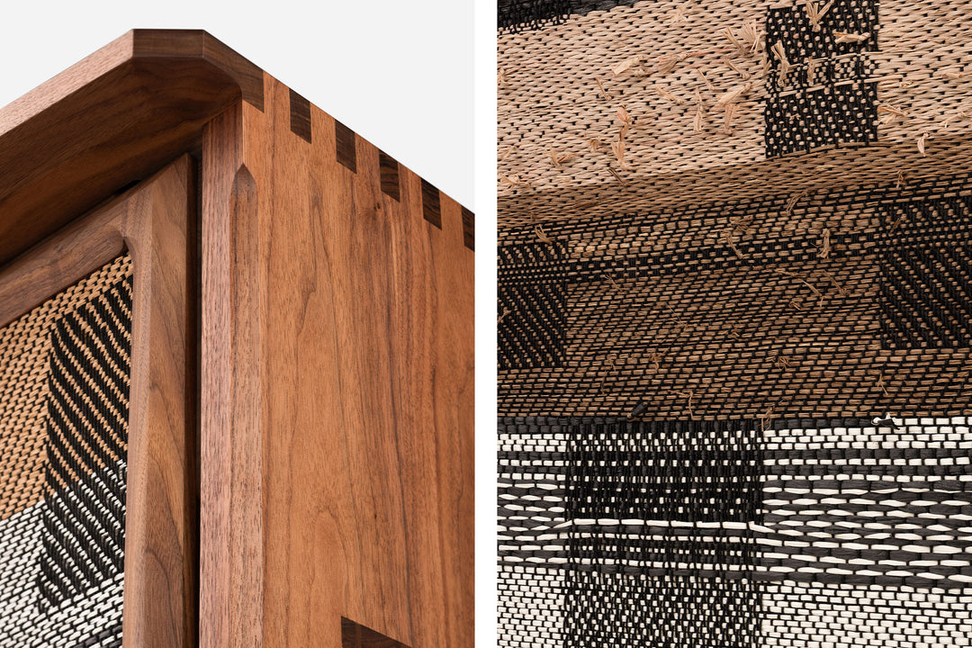 DANISH OILED WALNUT & GREY CERAMIC & CATARINA RICCABONA PANEL (MODEL: MFN)
