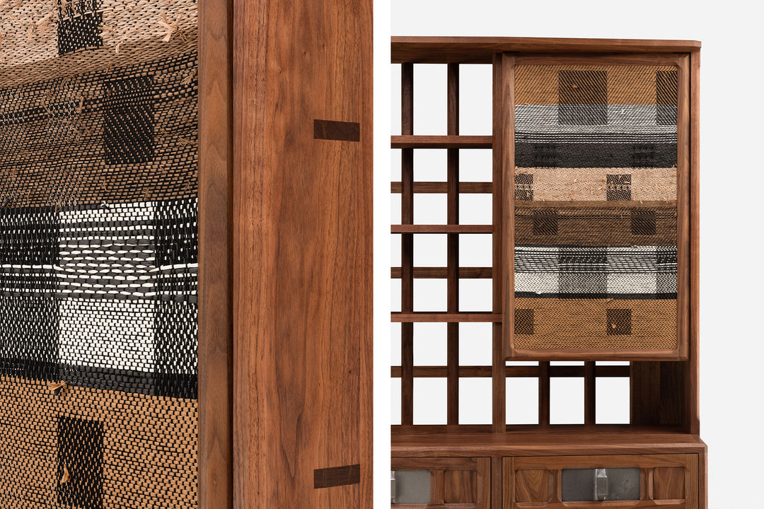 DANISH OILED WALNUT & GREY CERAMIC & CATARINA RICCABONA PANEL (MODEL: MFN)