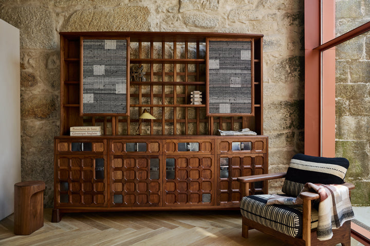 DANISH OILED WALNUT & GREY CERAMIC & CATARINA RICCABONA PANELS (MODEL: LFN)