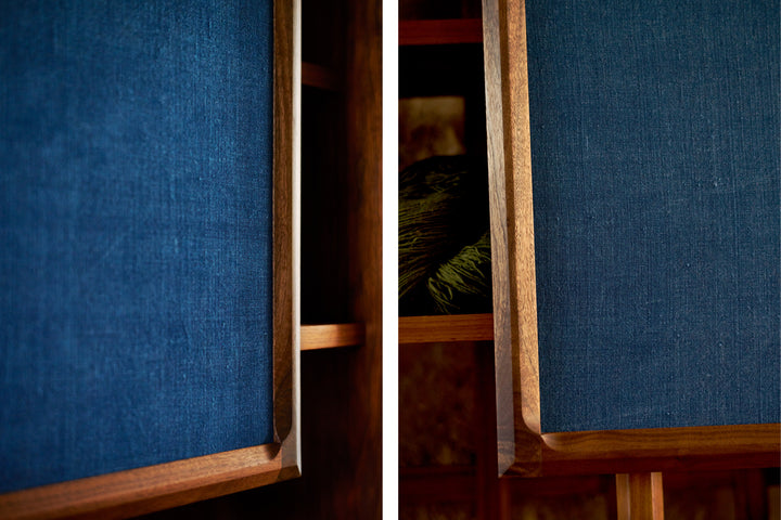 DANISH OILED WALNUT & INDIGO FLORES LINEN TEXTILE