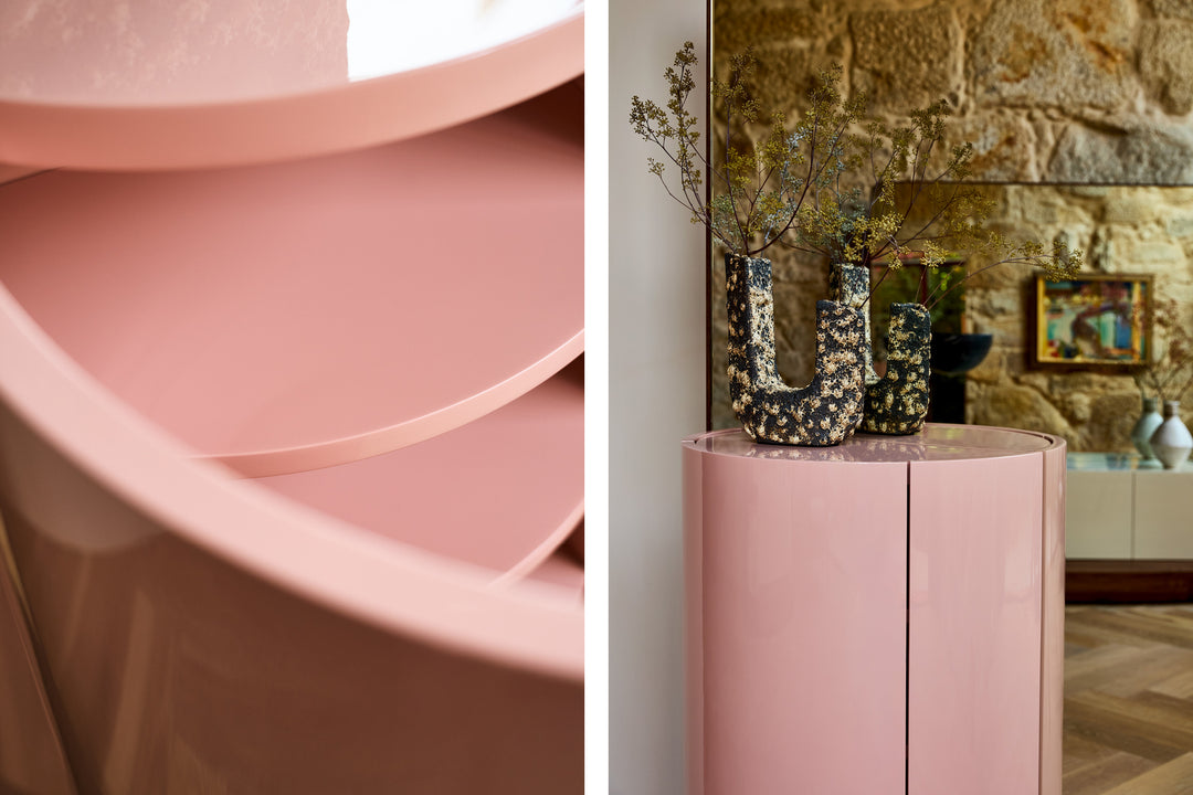 DANISH OILED WALNUT & DUSTY ROSE GLOSS LACQUER 