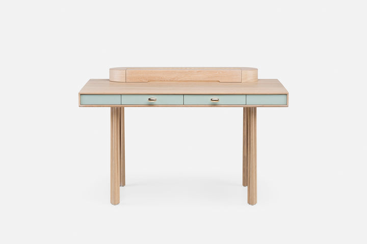 WHITE OILED OAK & LAGOON GLOSS HDF (+ ELLIOT DESK STORAGE)