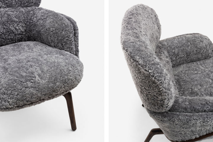 BLACK OILED WALNUT & SCANDINAVIAN GREY CURLY SHEEPSKIN