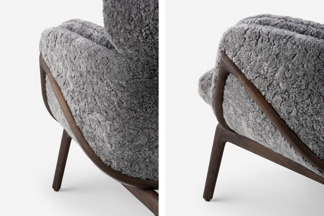 BLACK OILED WALNUT & SCANDINAVIAN GREY CURLY SHEEPSKIN