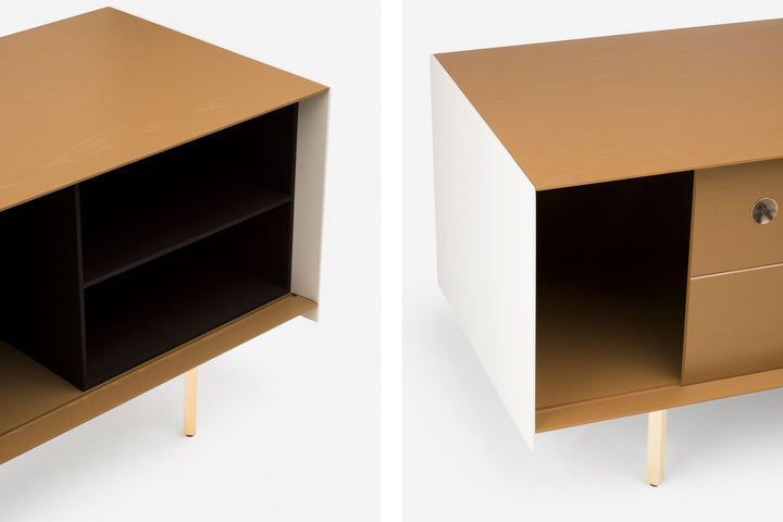 OCHRE PAINTED ASH & BONE GLOSS HDF