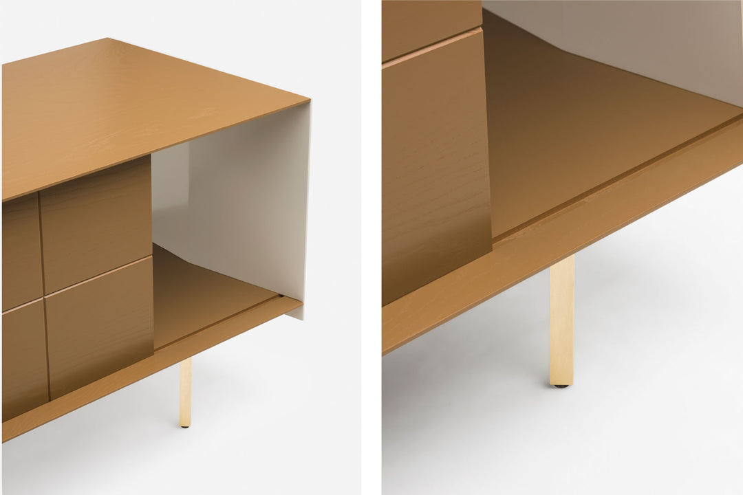 OCHRE PAINTED ASH & BONE GLOSS HDF