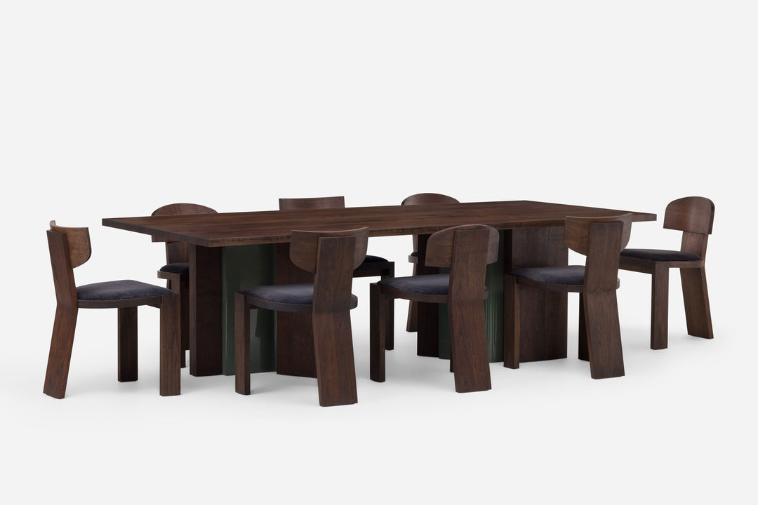 BLACK OILED WALNUT & COVE GLOSS HDF (MODEL: M + VEGA A CHAIR & VEGA B CHAIR)