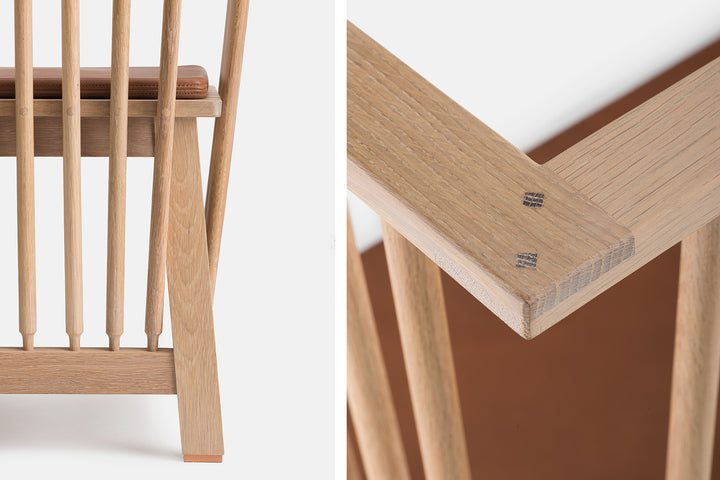 WHITE OILED OAK  (+ OPTIONAL SEAT PAD IN BROWN NATURAL GRAIN LEATHER)