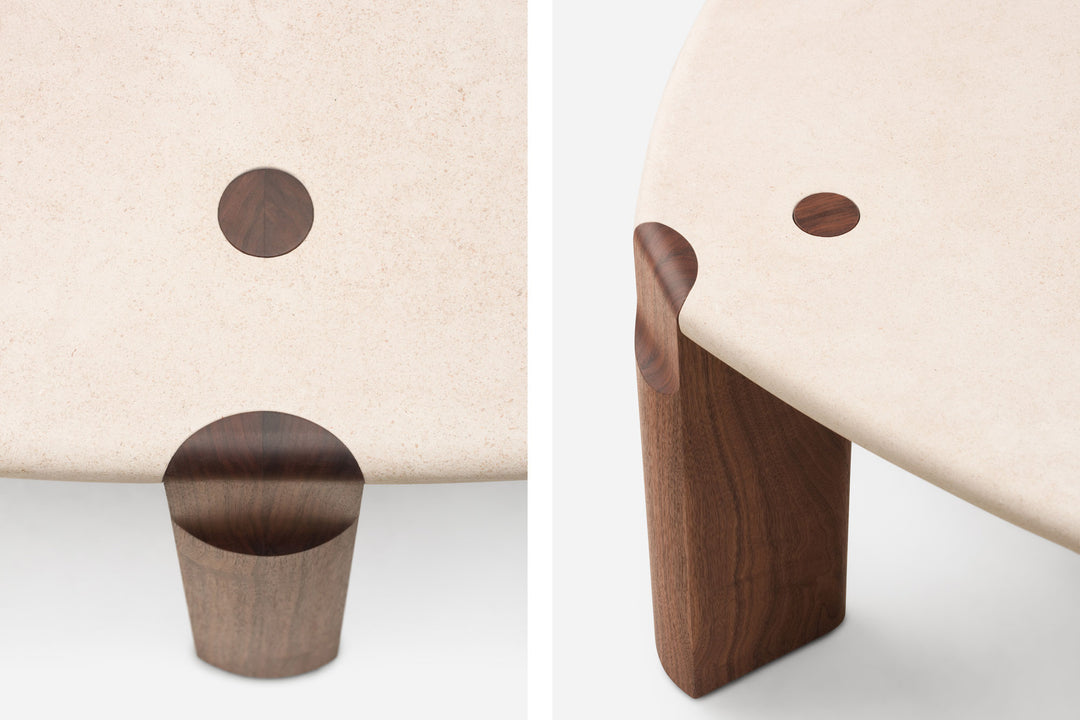 ATAIJA CREME LIMESTONE & DANISH OILED WALNUT (MODEL: MJM, H 45 CM)