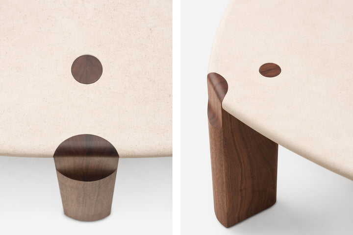 ATAIJA CREME LIMESTONE & DANISH OILED WALNUT (MODEL: MJM, H 45 CM)