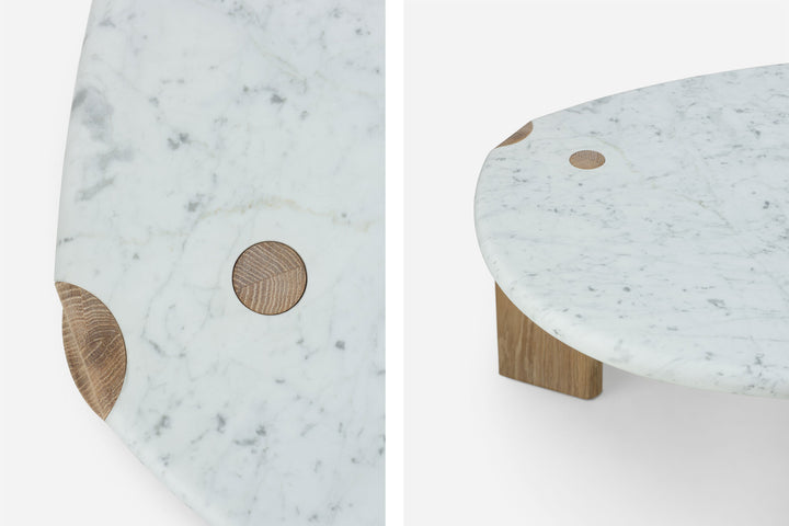CARRARA MARBLE & WHITE OILED OAK (MODEL: SIM, H 40 CM)