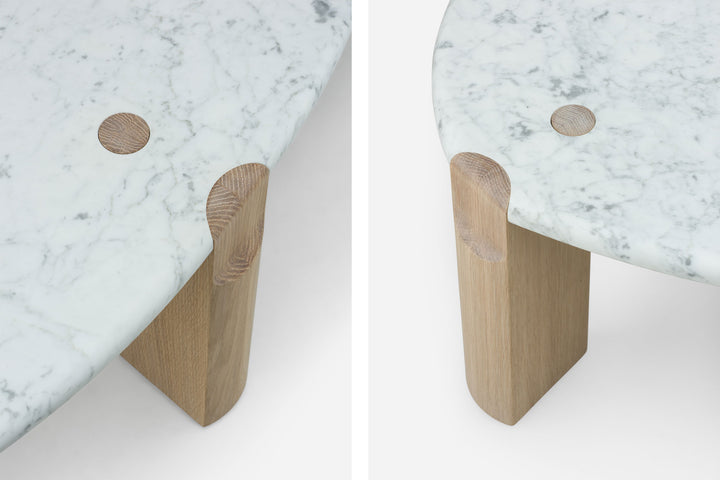 CARRARA MARBLE & WHITE OILED OAK (MODEL: SIM, H 40 CM)
