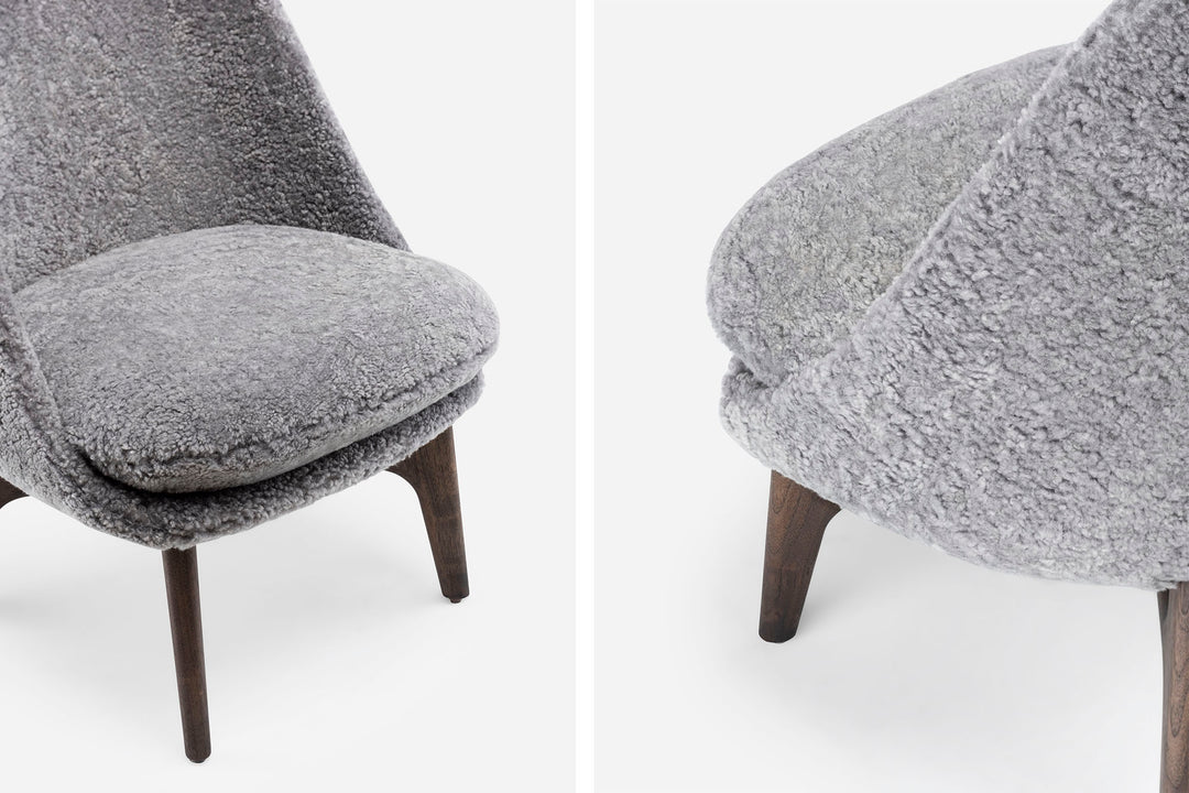 BLACK OILED WALNUT & SCANDINAVIAN GREY CURLY SHEEPSKIN