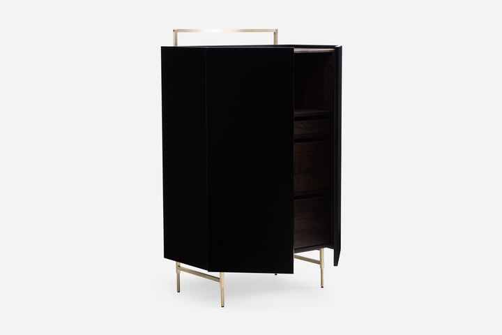 BLACK OILED WALNUT & BLACK GLOSS HDF & BRUSHED BRASS