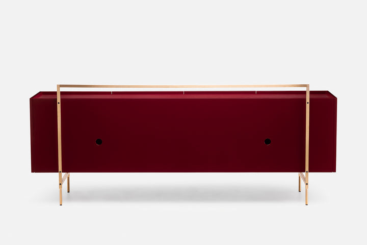 BORDEAUX PAINTED ASH & BORDEAUX GLOSS HDF & BRUSHED BRASS