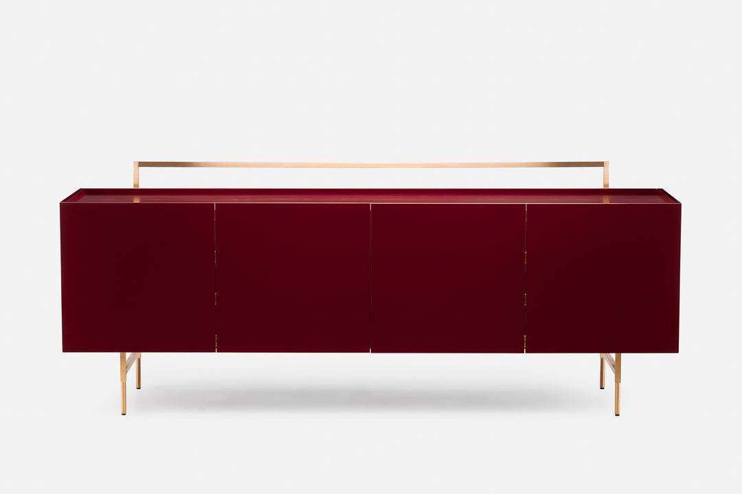 BORDEAUX PAINTED ASH & BORDEAUX GLOSS HDF & BRUSHED BRASS