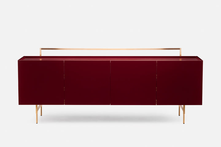 BORDEAUX PAINTED ASH & BORDEAUX GLOSS HDF & BRUSHED BRASS