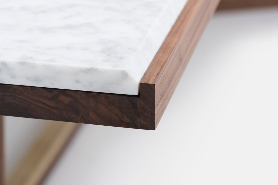 DANISH OILED WALNUT & CARRARA MARBLE & BRUSHED BRASS