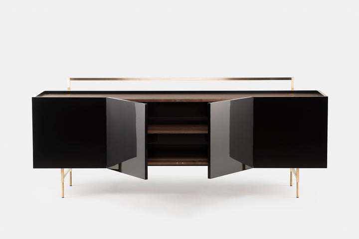 DANISH OILED WALNUT & BLACK GLOSS HDF & BRUSHED BRASS